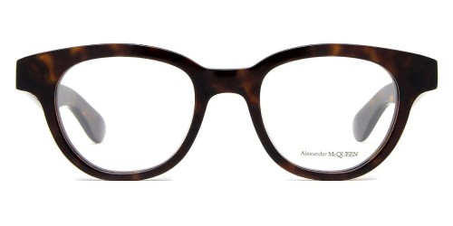 Alexander McQueen AM0384O - 002 - 47 Cadres optiques Marron, Orange, À motifs Coussin arrondi