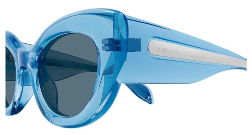 Alexander McQueen AM0403S - 004 - 52 Lunettes de soleil Bleu Œil de chat