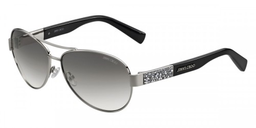 Jimmy Choo BABA/S - RZSIC - 59 Lunettes de soleil Argent, Noir Pilote (Aviateur)