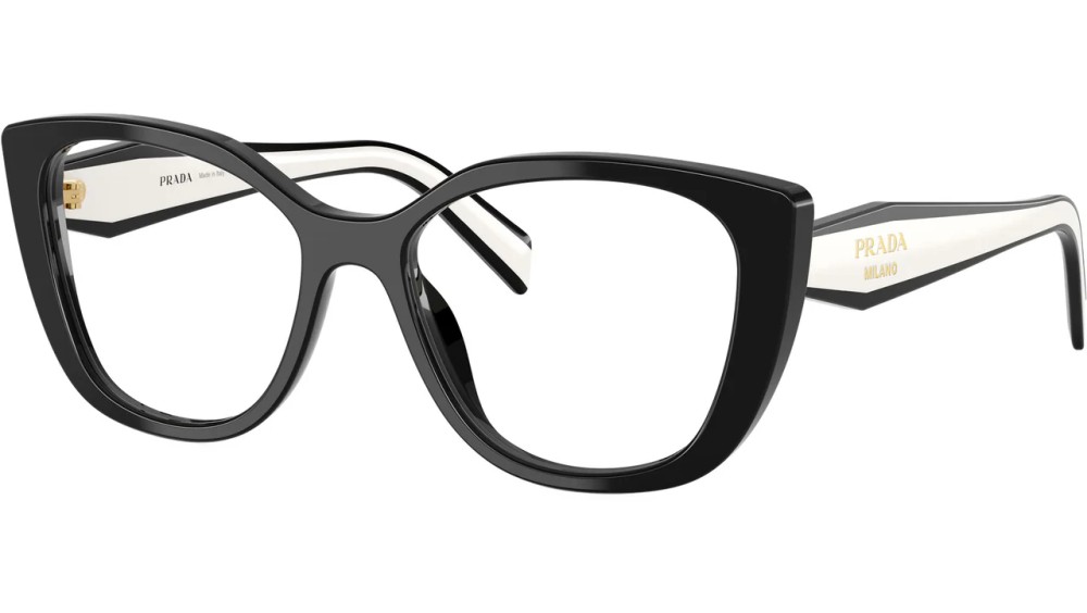 PRADA PR B04V - ​16K1O1 - ​53 Cadres optiques Noir, Blanc Œil de chat