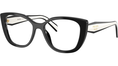 PRADA PR B04V - ​16K1O1 - ​53 Cadres optiques Noir, Blanc Œil de chat