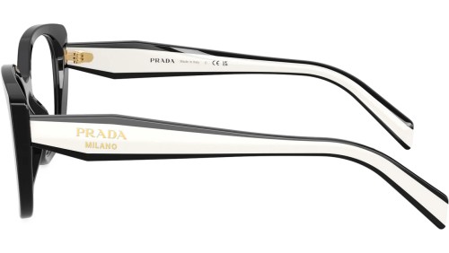 PRADA PR B04V - ​16K1O1 - ​53 Cadres optiques Noir, Blanc Œil de chat