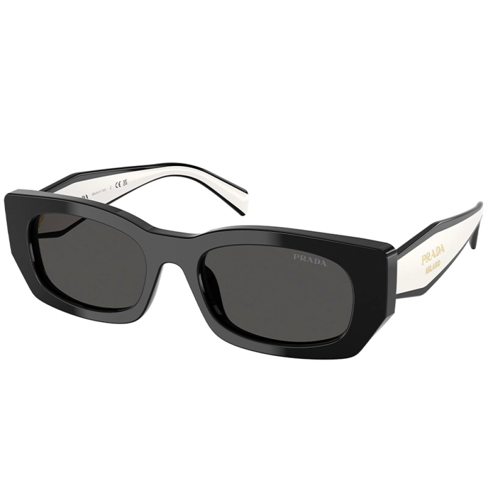 PRADA PR B05S - ​09Q08Z - ​53 Lunettes de soleil Noir, Blanc Angulaire