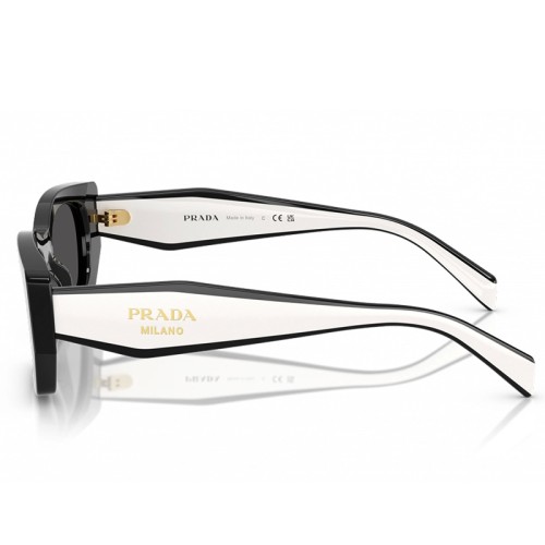 PRADA PR B05S - ​09Q08Z - ​53 Lunettes de soleil Noir, Blanc Angulaire