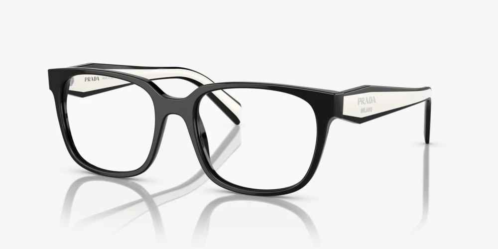 PRADA PR 17ZV - ​1AB1O1 - ​54 Cadres optiques Noir, Blanc Angulaire