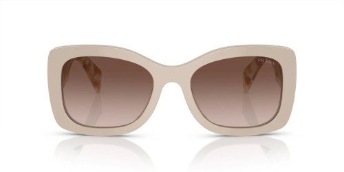PRADA PR A08S - ​11O6S1 - ​56 Lunettes de soleil Beige, À motifs Angulaire