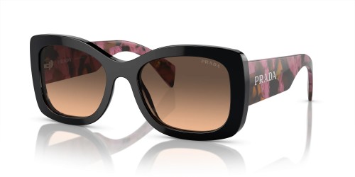 PRADA PR A08S - ​12O50C - ​56 Lunettes de soleil Noir, Violet, À motifs Angulaire