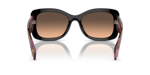 PRADA PR A08S - ​12O50C - ​56 Lunettes de soleil Noir, Violet, À motifs Angulaire