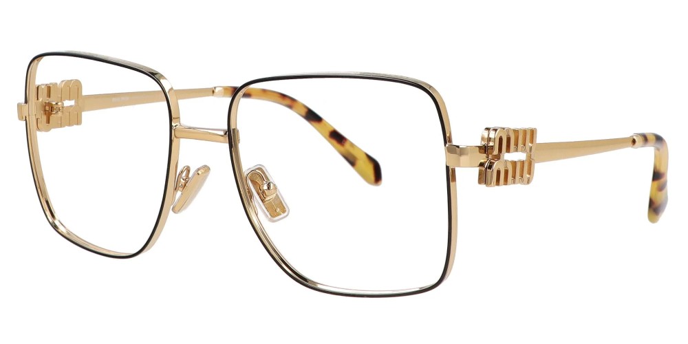 MIU MIU MU 51XV - ​KUI1O1 - ​54 Cadres optiques Noir, Or, Havane Angulaire
