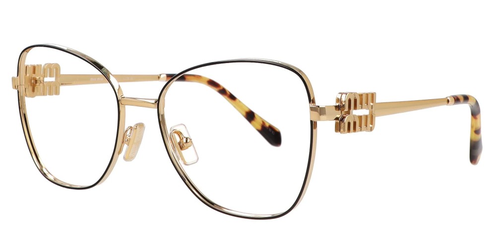 MIU MIU MU 50XV - ​KUI1O1 - ​56 Cadres optiques Noir, Or, Havane Papillon