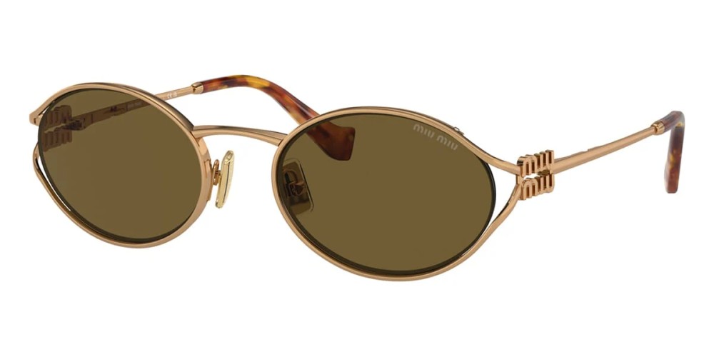 MIU MIU MU 52YS - 7OE01T - 54 Lunettes de soleil Or, Havane Ovale