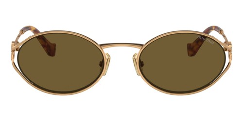 MIU MIU MU 52YS - 7OE01T - 54 Lunettes de soleil Or, Havane Ovale