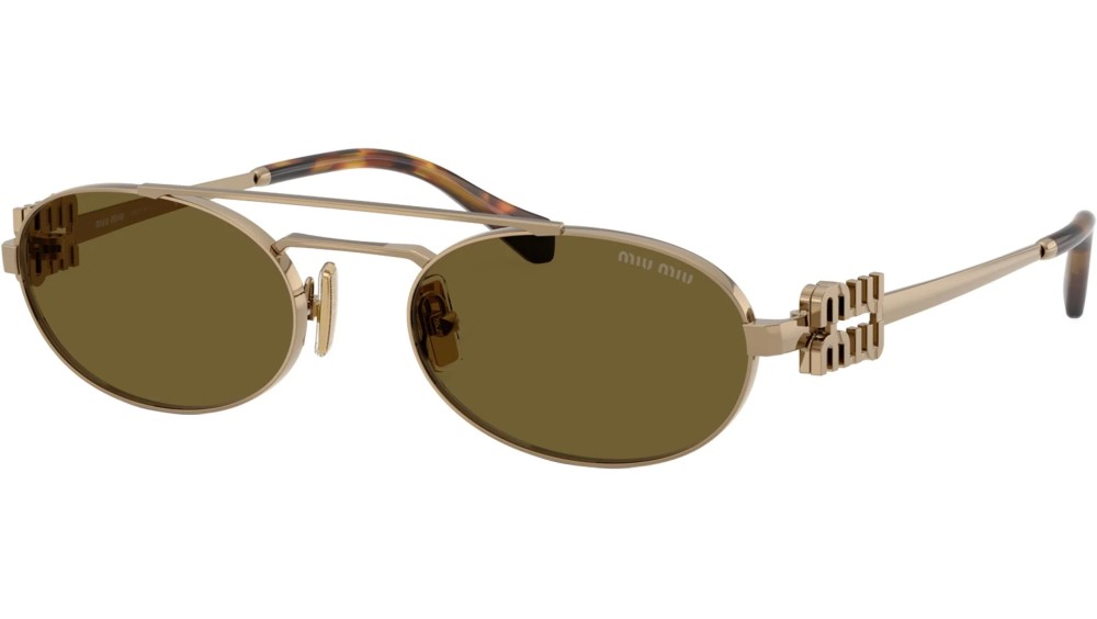 MIU MIU MU 54ZS - 7OE09Z - 53 Lunettes de soleil Or, Havane Ovale
