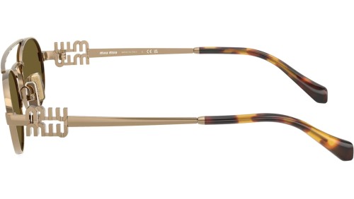 MIU MIU MU 54ZS - 7OE09Z - 53 Lunettes de soleil Or, Havane Ovale