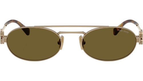 MIU MIU MU 54ZS - 7OE09Z - 53 Lunettes de soleil Or, Havane Ovale