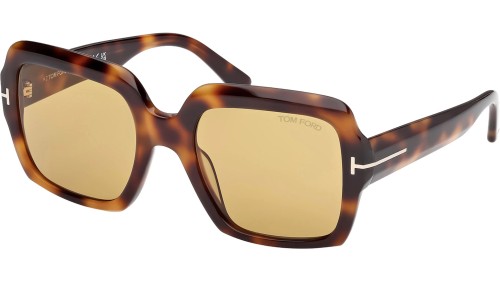 Tom Ford FT1082 KAYA - 53E - 54 Lunettes de soleil Havane Angulaire