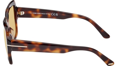 Tom Ford FT1082 KAYA - 53E - 54 Lunettes de soleil Havane Angulaire