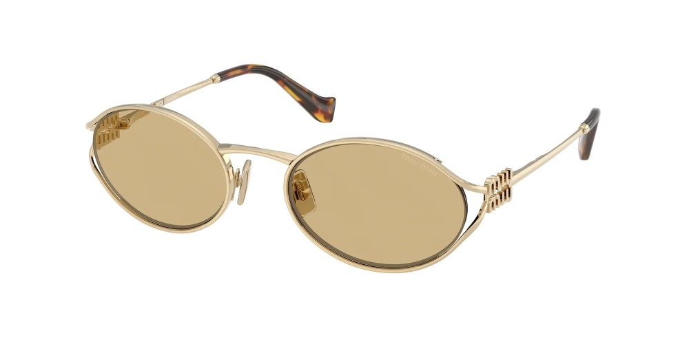 MIU MIU MU 52YS - ZVN10R - 54 Lunettes de soleil Or, Havane Ovale