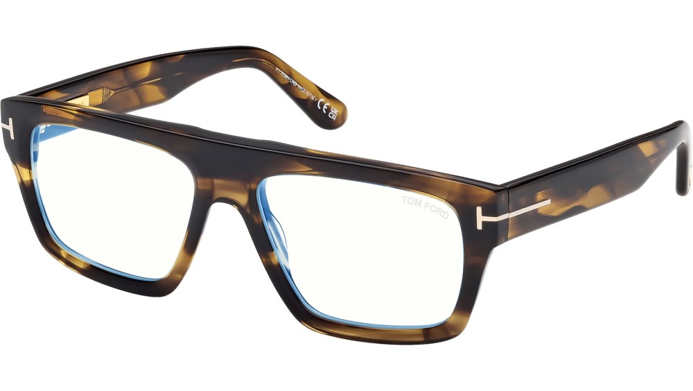 Tom Ford TF6084-B - 056 - 56 - AVEC DES VERRES À FILTRE ANTI LUMIÈRE BLEU-VIOLET Cadres optiques Havane foncé Angulaire