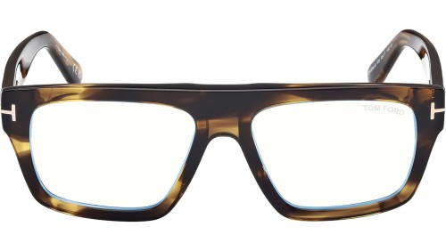 Tom Ford TF6084-B - 056 - 56 - AVEC DES VERRES À FILTRE ANTI LUMIÈRE BLEU-VIOLET Cadres optiques Havane foncé Angulaire