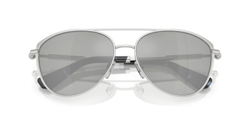 BURBERRY BE3157 - 10058V - 59 Lunettes de soleil Argent, Noir Pilote (Aviateur)