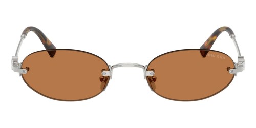 MIU MIU MU A54S - 1BC90Q - ​51 Lunettes de soleil Argent, Havane foncé Ovale