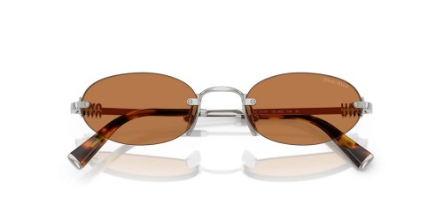 MIU MIU MU A54S - 1BC90Q - ​51 Lunettes de soleil Argent, Havane foncé Ovale