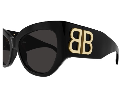 Balenciaga BB0322S - 002 - 55 Lunettes de soleil Noir Coussin arrondi