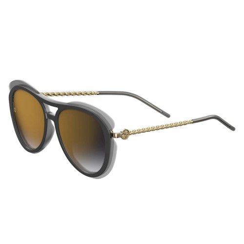 Elie Saab ES035/G/S - FT3 WM - 56 Lunettes de soleil Noir, Gris, Or Pilote (Aviateur)
