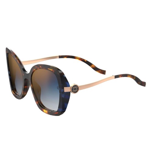 Elie Saab ES026/G/S - IPR 1Q - 56 Lunettes de soleil Havane, Bleu, Or Papillon
