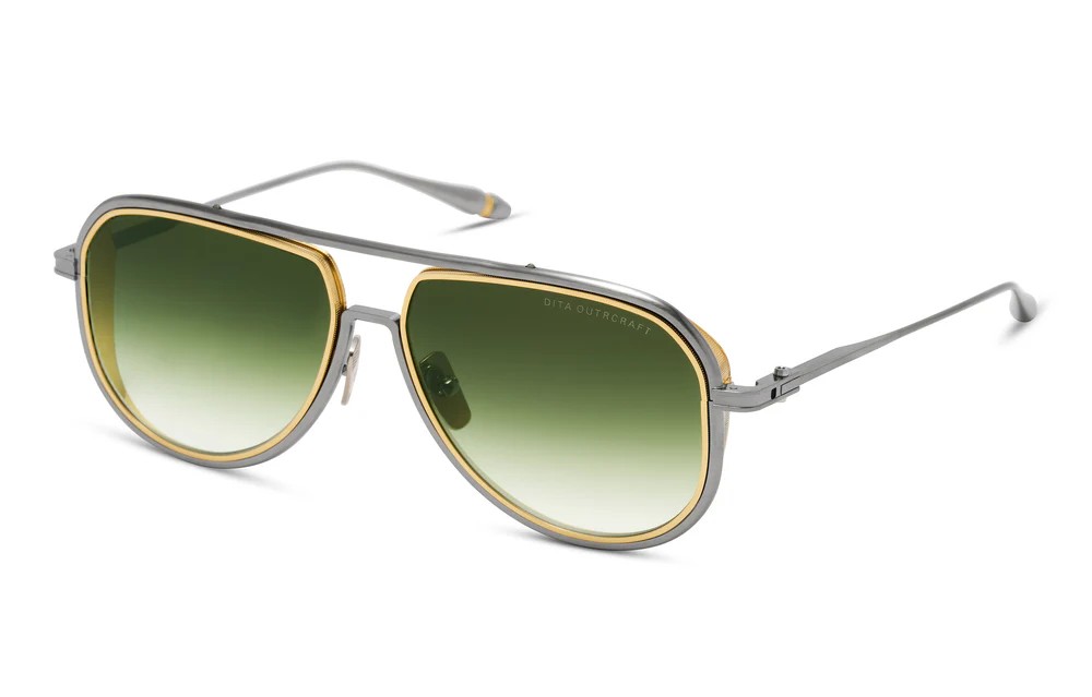 Dita OUTRCRAFT DTS188-A TITANIUM - 02 - 59 Lunettes de soleil Or, Argent Pilote (Aviateur)