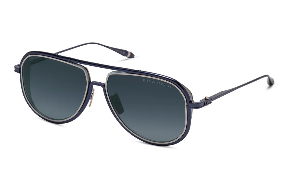 Dita OUTRCRAFT DTS188-A TITANIUM - 03 - 59 Lunettes de soleil Bleu foncé Pilote (Aviateur)