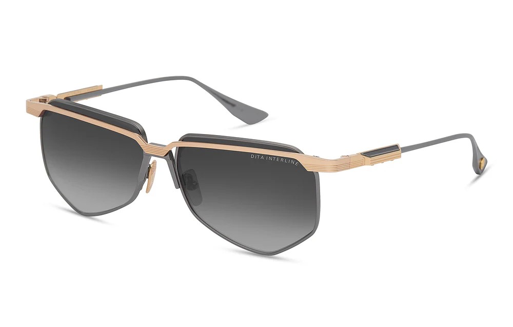Dita INTERLINE DTS194-A - 02 - 60 Lunettes de soleil Or, Gris Pilote (Aviateur)