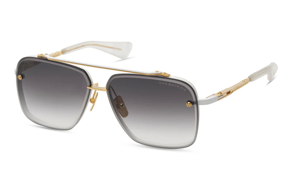 Dita MACH SIX//TITANIUM DTS121 - 07 - 62 Lunettes de soleil Or, Blanc Pilote (Aviateur)