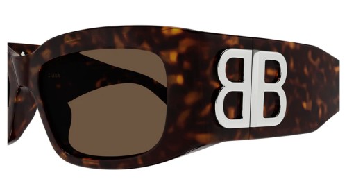 Balenciaga BB0360S - 002 - 56 Lunettes de soleil Marron, À motifs Angulaire