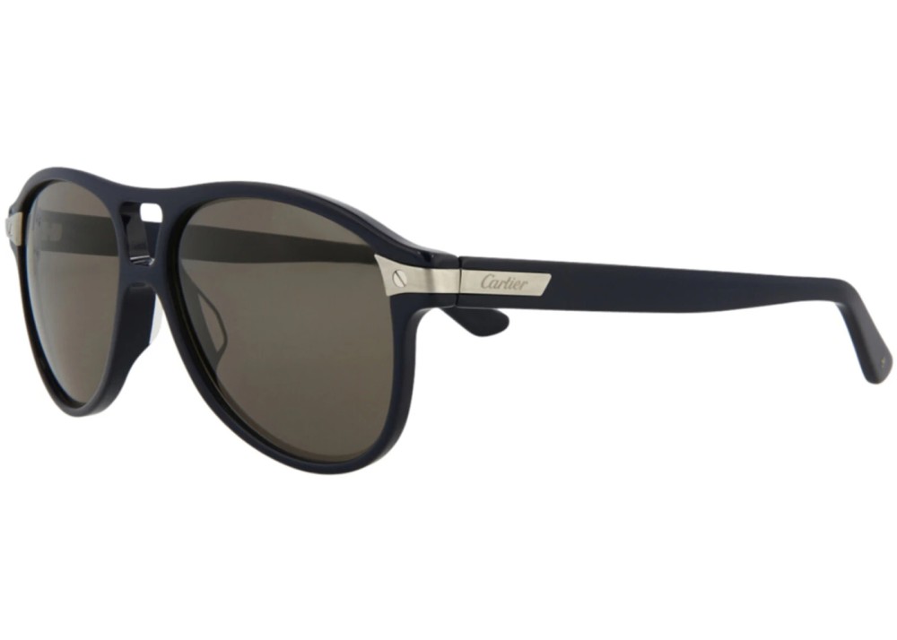 Cartier CT0081S - 002 - 56 Lunettes de soleil Bleu foncé Pilote (Aviateur)
