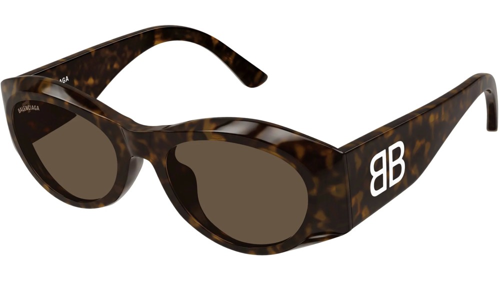 Balenciaga BB0396SK - 002 - 55 Lunettes de soleil Marron, À motifs Ovale