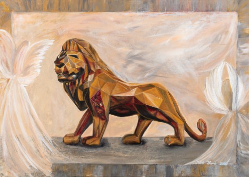 Fanni Mikó - Peintures - THE GOLDEN LION - 2023, ACRYLIC, CANVAS - 50 X 70 - VENDU