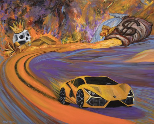 Fanni Mikó - Peintures - LAMBORGHINI - 2023, ACRYLIC, CANVAS - 80 X 100