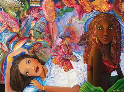 Fanni Mikó - Peintures - FEMALES AND BETTAS - 2023, ACRYLIC, CANVAS - 90 X 120