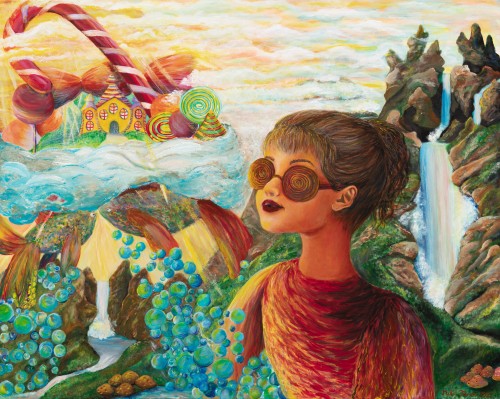 Fanni Mikó - Peintures - CANDY WORLD - 2023, ACRYLIC, CANVAS - 80 X 100
