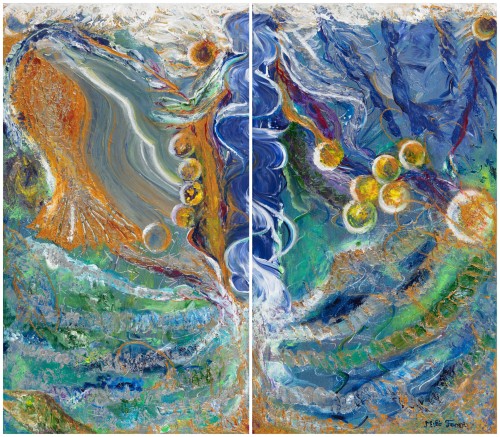 Fanni Mikó - Peintures - UNDERWATER - 2023, ACRYLIC, CANVAS - 70 X (2 X40)