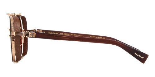 Balmain BPS-125 CAPITAINE - E - 62 Lunettes de soleil Marron, Or rose Pilote (Aviateur)