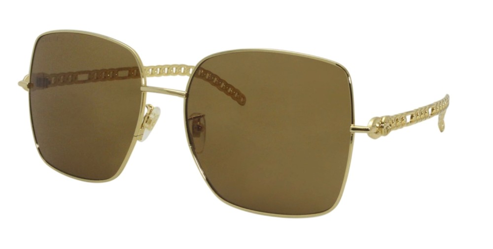 Gucci GG0724S WITHOUT CHAIN - 002 - 61 Lunettes de soleil Or Angulaire