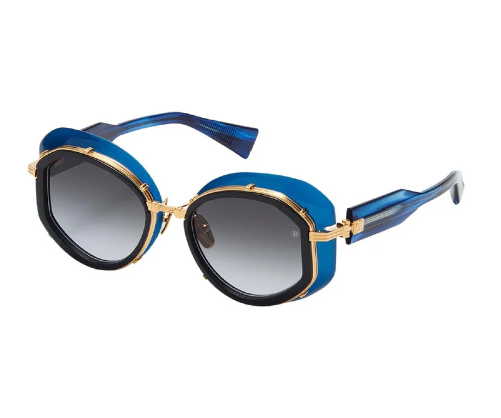 Balmain BPS-129 BRIGITTE - B - 53 Lunettes de soleil Or, Bleu Œil de chat