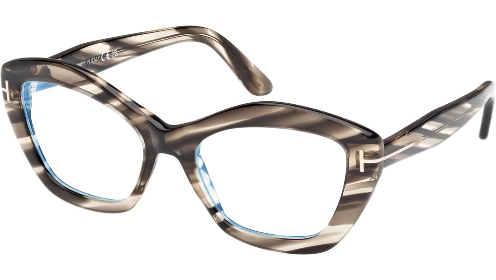 Tom Ford FT6044-B - 056 - 54 - AVEC DES VERRES À FILTRE ANTI LUMIÈRE BLEU-VIOLET Cadres optiques Havane coloré Œil de chat