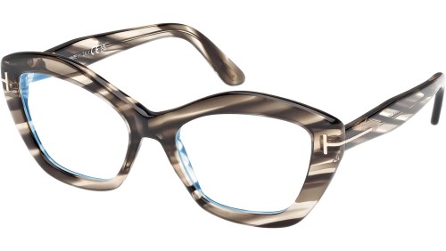 Tom Ford FT6044-B - 056 - 54 - AVEC DES VERRES À FILTRE ANTI LUMIÈRE BLEU-VIOLET Cadres optiques Havane coloré Œil de chat