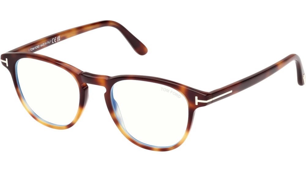 Tom Ford FT5899-B - 056 - 48 - AVEC DES VERRES À FILTRE ANTI LUMIÈRE BLEU-VIOLET Cadres optiques Havane dégradé Pantó / Arrondi