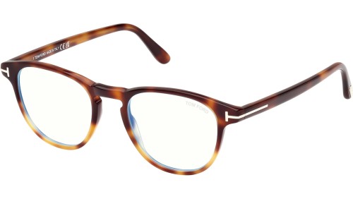 Tom Ford FT5899-B - 056 - 48 - AVEC DES VERRES À FILTRE ANTI LUMIÈRE BLEU-VIOLET Cadres optiques Havane dégradé Pantó / Arrondi
