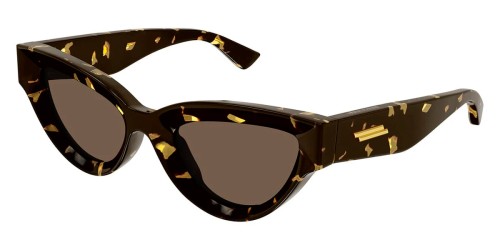 Bottega Veneta BV1249S - 002 - 53 Lunettes de soleil Marron, À motifs Œil de chat